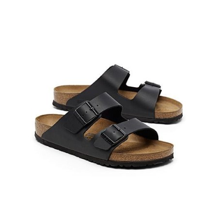 Sandales à Deux Brides en cuir Noir