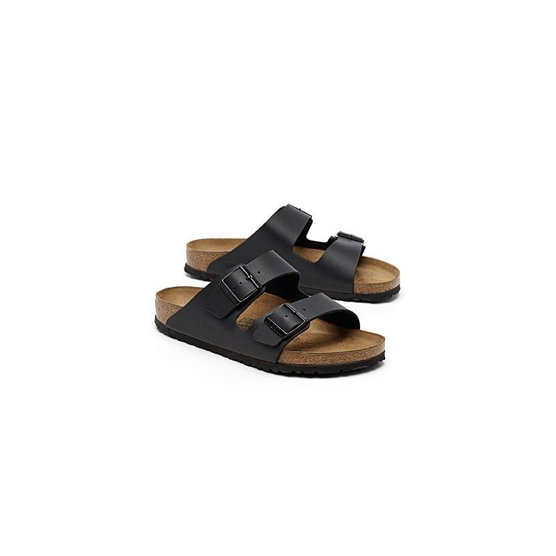 Sandales à Deux Brides en cuir Noir